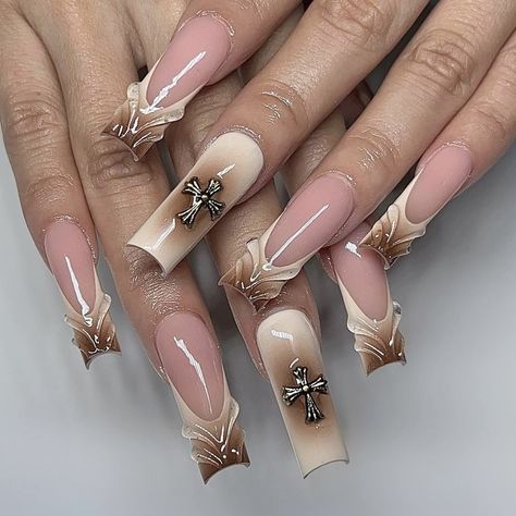 Brown Classy Nails, Square Nail Designs Brown, Nails Acrylic Square Brown, Medium Square Acrylic Nails Brown, Coffin Brown Nails, Tapered Square Nails Brown, Acrylic Nail Designs Square Long Brown, Sqaure Nails, Brown Nails Design