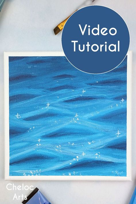 Full video and supply list available on my YouTube channel! Today I'm demonstrating how to paint some very simple waves on the surface of the water. This project uses a minimal amount of colors and supplies, which makes it a nice a simple project. Although I'm satisfied with my end results I think it could still be improved. Maybe one day I'll come back to this one and see if I can do better. Painted in acrylics on a pre-primed 8x8in canvas. Waves Painting Simple, How To Paint Waves, Paint Waves, Easy Acrylic Painting For Beginners, Easy Acrylic Painting, Painting For Beginners, Wave Painting, Acrylic Painting For Beginners, Painting Medium