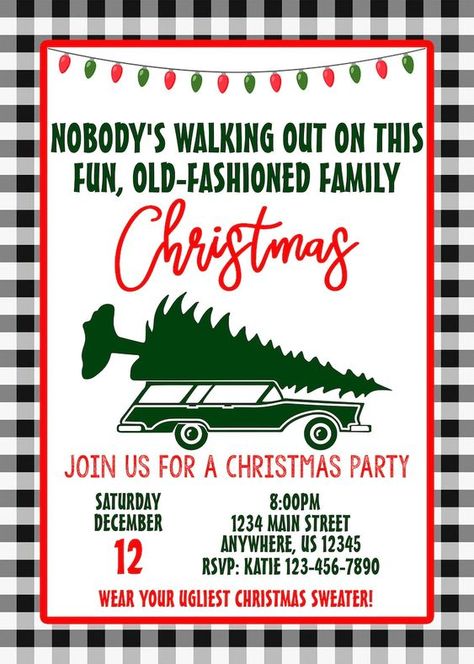 Christmas Vacation Theme Party Invitation Christmas Vacation Themed Party, Vacation Themed Party, Griswold Christmas Party, Christmas Vacation Costumes, Christmas Vacation Party, Themed Party Ideas, Christmas Vacation Movie, Griswold Family Christmas, Griswold Christmas