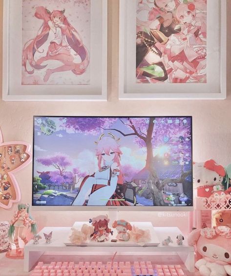 Pink Gaming Setup, Kawaii Nintendo Switch, Pink Switch, Video Game Room Decor, Kawaii Nintendo, Pc Games Setup, Nintendo Switch Controller, Gaming Bedroom, Desk Organisation