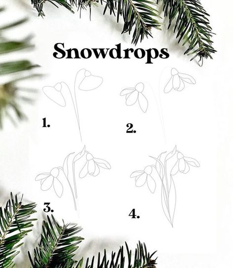 Snow Drop Painting, Snow Drop Flower, How To Draw Snow, Snow Drops Flowers, First Flowers Of Spring, Snow Drop, Bujo Doodles, Botanical Line Drawing, Snow Drops