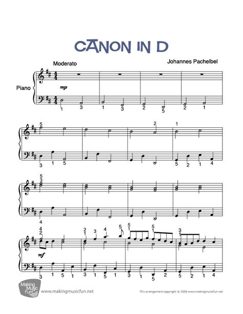 Canon in D (Pachelbel) | Easy Piano Sheet Music - Play and Learn™ Piano Theory, Piano Lessons For Kids, Piano Music Easy, Free Printable Sheet Music, Canon In D, Piano Notes Songs, Hymn Sheet Music, Kids Piano, Piano Video