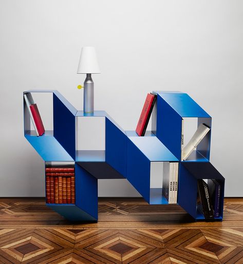 lebanese designer charles kalpakian uses optical illusions to form rocky shelves French Luxury Brands, 3d Optical Illusions, Cool Bookshelves, Прикроватные Тумбочки, High Design, Shelving Systems, Design Del Prodotto, Cabinet Makers, Book Shelf