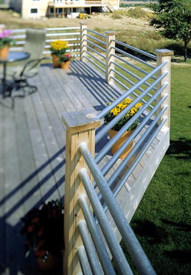 Contemp. Metal Deck Rails Porch Bannister Ideas, Decks With Stairs All Around, Deck Rails Ideas, Conduit Deck Railing, Deck Railing Ideas Cheap, Conduit Railing, Pool Deck Railing, Deck Railing Ideas Diy, Horizontal Deck Railing