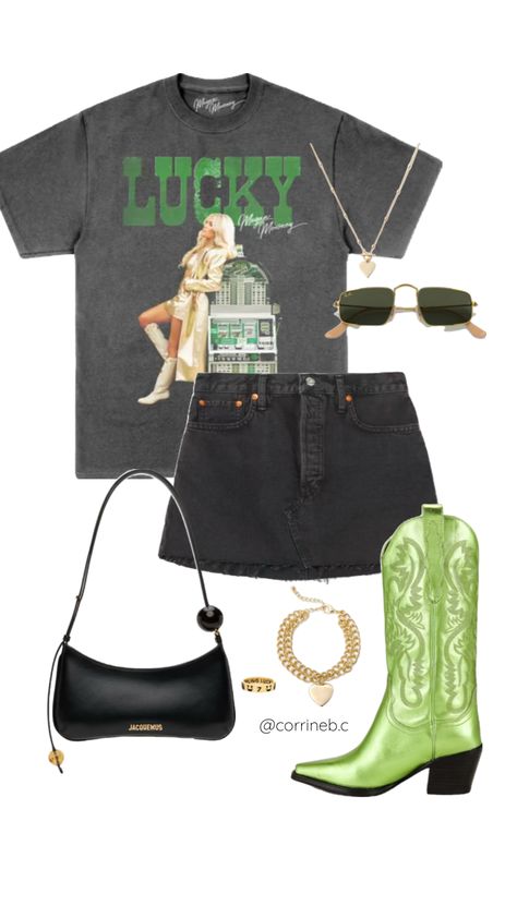 Festival Outfit Themes, Nashville Themed Outfits, Summer Texas Outfits, Frat Theme, Megan Moroney Concert, St Pattys Outfit, Stagecoach Outfits, Morgan Wallen Concert Outfit, Morgan Wallen Concert