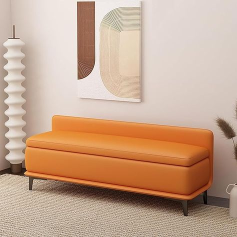 Amazon.com: SAZDFY Pu Upholstered Ottoman Bench for End of Bed, Modern Sofa Stool Footrest Entryway Shoe Bench with Metal Leg, Rectangle Storage Bench for Living Room,Bedroom(100x40x42cm(39x16x17inch), Orange) : Home & Kitchen Bench For End Of Bed, Entryway Shoe Bench, Bench For Living Room, Indian Interior Design, Shoe Bench Entryway, Sofa Stool, Indian Interiors, Bed Modern, Entryway Shoe