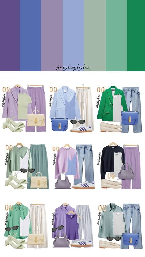 Requested Post: Cool Colors for Spring Outfit 🌸🌸  #outfit #outfitideas #outfitinspo #outfitinspiration #outfitoftheday #ootd #fashionpost #fashiongram #fashionblogger #fashiondiaries #fashionstyle #styleinspo #styleblogger #styleinspiration #stylish #virtualstylist #springoutfit #springstyle #springfashion #springvibes Cornflower Blue Clothing, Spring Color Palette Outfits, Summer Color Palette Outfits, Color Analysis Summer, Light Spring Color Palette, Cool Summer Palette, Clothes Capsule Wardrobe, Lavender Outfit, Chic Capsule Wardrobe