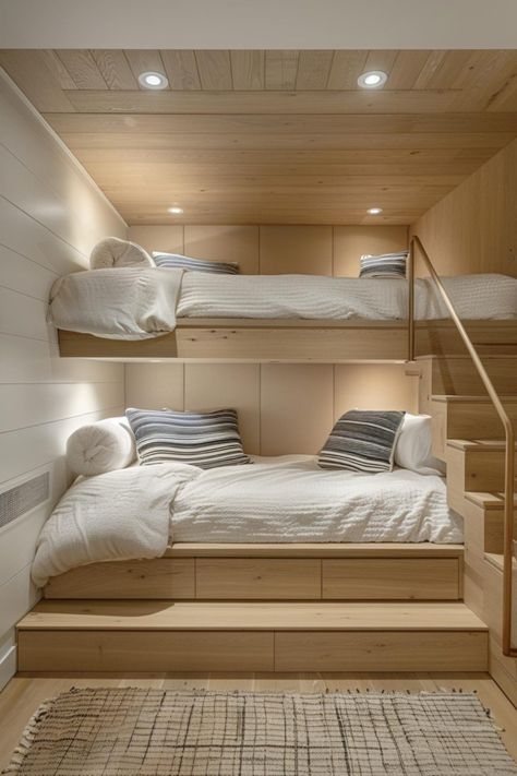 Bunk Bed Bedroom Ideas, Bunk Beds Small Room, Bunk Room Ideas, Bunk Bed Room, Bunk Bed Rooms, Lovely Bedroom, Adult Bunk Beds, Custom Bunk Beds, Queen Bunk Beds