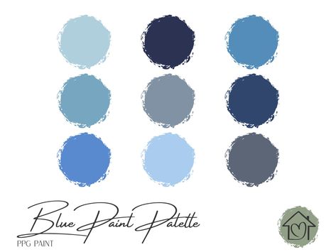 Exterior Paint Color Palette, Green Exterior Paints, Sherwin Williams Blue, Benjamin Moore Blue, Sherwin Williams Paint, Ppg Paint, Paint Color Schemes, Exterior Paint Color, Blue Paint Colors