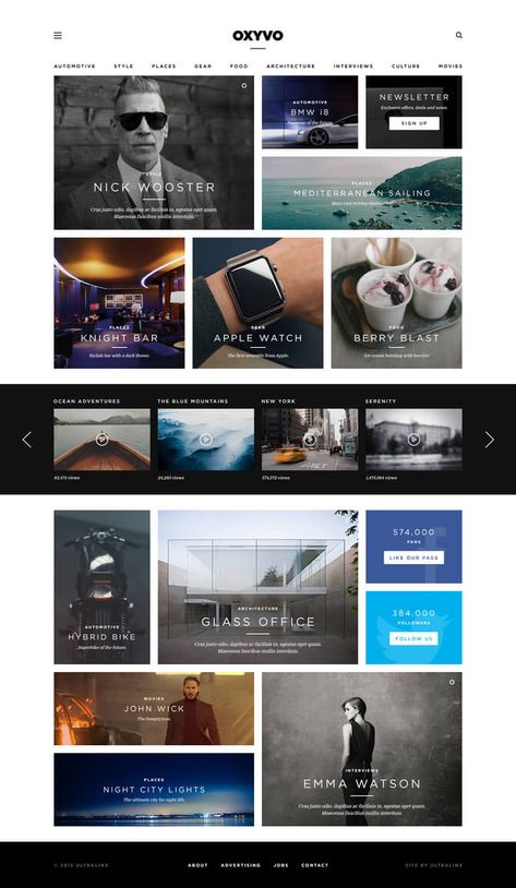 Magazine Template by Oliur Gallery Layout Website, Website Gallery Design Layout, Website Gallery Layout, Image Gallery Web Design, Homepage Inspiration, Layout Web, Design Sites, Ui Website, Web Design Examples