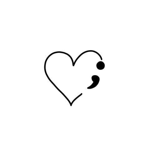 Tattoo Titik Koma, Heart With Semicolon Tattoo, Heart Semicolon Tattoo, Heart Semi Colon, Semicolon Heart, Heart Semicolon, Mastectomy Tattoo, Tattoos To Cover Scars, Ear Tattoo Ideas