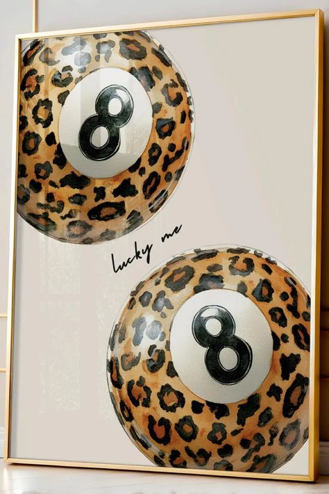 8 Pool Ball Print, Lucky You Leopard Wall Art, Dopamine Decor, Apartment Wall Art, 70s Wall Art, Preppy Room Decor, College Dorm Decor

Add some flair to your space with this Lucky Me poster 8 ball print that screams retro cool. Whether you're decorating a college dorm or an apartment, this trendy funky print is the perfect addition to your dopamine decor! 8ball Room Decor, Eight Ball Drawing, Pool Ball Art, Leopard Print Painting, Leopard Print Room Decor, 8 Ball Painting, Cheetah Room Decor, 8 Ball Aesthetic, 8 Ball Poster