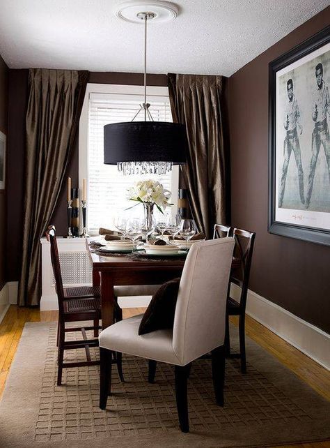 seven paint colors it’s time to retire (and what to go for instead!) Chocolate Living Rooms, Brown Walls Living Room, Brown Furniture Living Room, Brown Dining Room, Brown Living Room Decor, Brown Rooms, Living Room Warm, Dining Room Spaces, Brown Home Decor