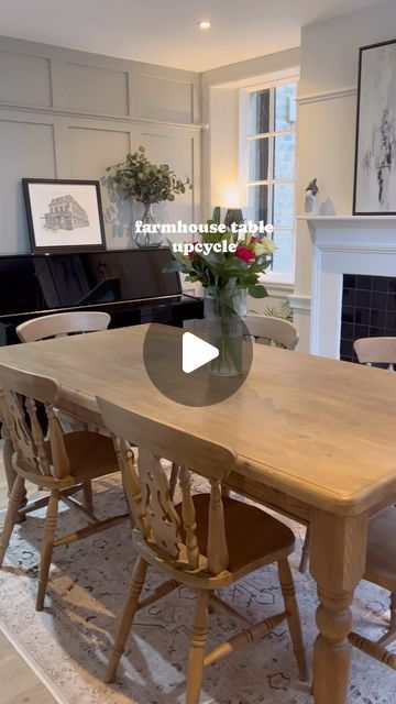 ALEX | DIY, Upcycling & Style on Instagram: "FARMHOUSE TABLE UPCYCLE 🔨👷🏼‍♀️ 

This table cost me £100 from Facebook marketplace & was a stop gap for when we moved in but we’re still using it now! 

I love the new lease of life I’ve been able to give it. What do you think? 

#tableupcycle #furnitureflip #upcycle #furnitureupcycle #diningtable #farmhousetable #diningtableinspo #furnituremakeover #furniturewax" How To Paint Table, Old Table Makeover Diy Projects, Dining Table Upcycle, Upcycled Dining Table, Repurposed Dining Table, Table Upcycle, Old Kitchen Tables, Dining Room Table Makeover, Country Dining Tables