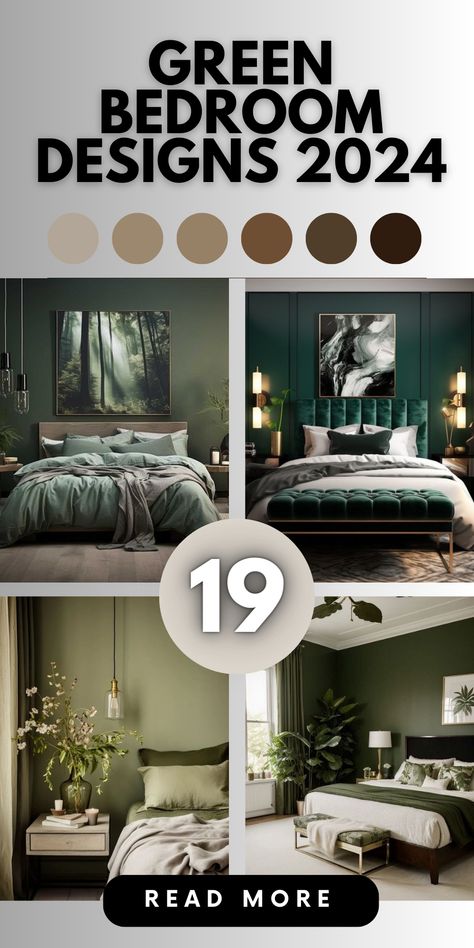 Transform Your Space: Green Bedroom Designs 2024 | Sage, Mint, Luxury - Dive into Timeless Elegance and Personalized Comfort Light Green Feature Wall Bedroom, Gray Bedroom With Green Accents, Sage Green And Charcoal Bedroom, Moody Sage Green Bedroom, Bedroom Ideas With Green Walls, Taupe And Green Bedroom, Bedroom With Dark Green Accent Wall, Green Walled Bedroom, Dark Green Feature Wall Bedroom