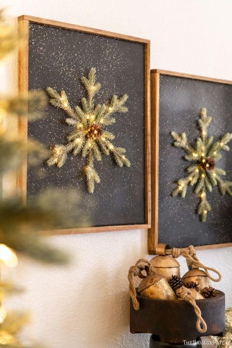 The Navage Patch, Navage Patch, Diy Winter Decor, Snowflake Wall, Upcycled Christmas, Tree Decorations Diy, Wall Art Tutorial, Christmas Fairy Lights, Crafts Simple