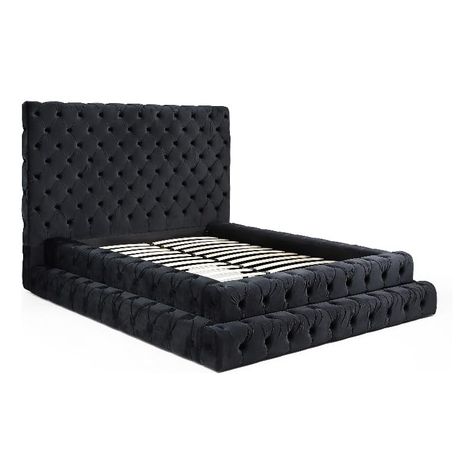 PRICES MAY VARY. Title: Better Home Products Eleonora Queen Size Velvet Upholstered Bed in Black. Product Type: Categories Black And Grey Bedroom, Upholstered Queen Bed, Black Room Decor, Velvet Bed Frame, Girly Apartment Decor, Velvet Upholstered Bed, First Apartment Decorating, Beautiful Bed, King Upholstered Bed