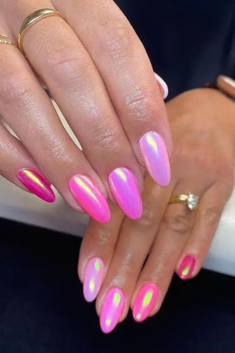 Cute Nail Art Ideas, Chrome Nail Ideas, Purple Chrome Nails, Trendy Summer Nails, Pink Chrome Nails, Silver Nail Art, Chrome Nails Designs, Pink Manicure, Pink Chrome