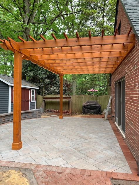 Patio designs using attached pergolas create a nice cover for your outdoor patio. Find an attached pergola design to fit your backyard space for ultimate backyard living. Attached Pergola Ideas, Attached Pergola, Diy Gazebo, Diy Backyard Patio, Patio Small, Pergola Ideas, Building A Pergola, Pergola Attached To House, Pergola Design