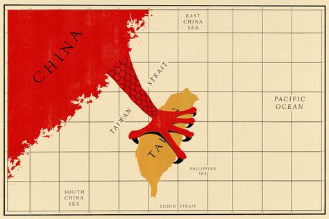 The Taiwan Temptation | Foreign Affairs Art Editorial, China Map, American Photography, American Illustration, Reunification, South China Sea, South China, Sketch Painting, World Peace