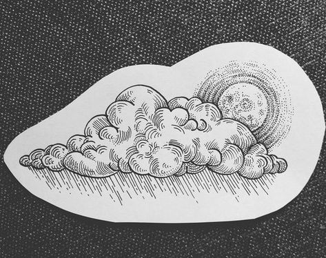 Rain Cloud Tattoos, Celestial Tattoos, Tattoo Filler Ideas, Rain Tattoo, Tattoos And Meanings, Celestial Tattoo, Engraving Tattoo, Tattoo Filler, Cloud Illustration