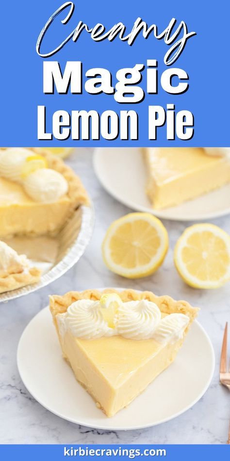 Creamy Magic Lemon Pie is created with tangy lemon juice, rich condensed milk, and luscious egg yolks, baked to golden perfection in a flaky crust. This 4 ingredient lemon pie is delightfully creamy and effortlessly elegant, it's a dessert that beckons with every silky, citrusy bite. This is an easy lemon pie that does not require a méringue topping! Condensed Milk Pie Filling, Magic Custard Pie, Jello Lemon Meringue Pie Recipe, Lemon Meringue Pie Recipe Condensed Milk, Eagle Brand Lemon Pie, Lemon Pie Filling Recipes, Easy Lemon Meringue Pie Recipe, Lemon Pie Recipe Condensed Milk, Magic Pie