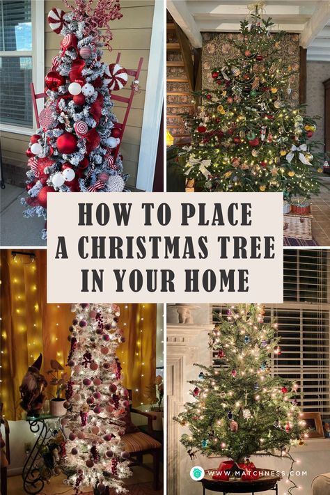 Christmas Trees For Tight Spaces, Rearranging For Christmas Tree, Big Christmas Tree Small Living Room, Christmas Tree In Basement, Christmas Decor Corner Ideas, Christmas Tree In The Middle Of A Room, Moving Furniture For Christmas Tree, Open Floor Plan Christmas Tree, Christmas Tree On Table Living Rooms