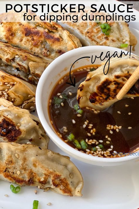 Easy, affordable gyoza dipping sauce for vegetables potstickers, dumplings, and spring rolls. Ready in 5 minutes. Vegan + gf Won Ton Dipping Sauce Recipe, Dipping Sauce For Pot Stickers, Pot Sticker Dipping Sauce, Pot Sticker Sauce, Gyoza Dipping Sauce, Dipping Sauce For Dumplings, Sauce For Dumplings, Potsticker Dipping Sauce, Potsticker Sauce