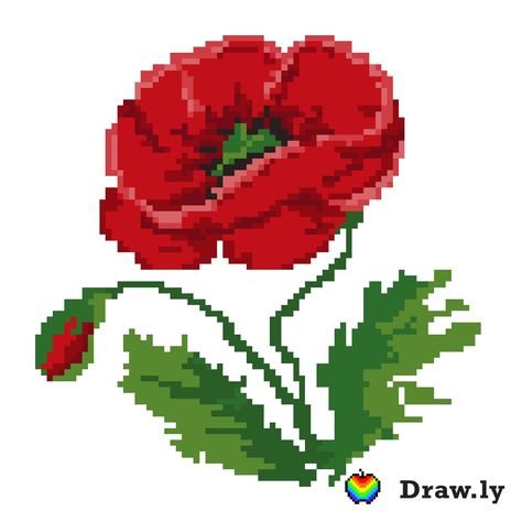 Minecraft, Cross Stitch, Pixel Art, Poppies, Flower Poppy, Cross Stitch Flowers, Poppy Flower, 8 Bit, Vector Images