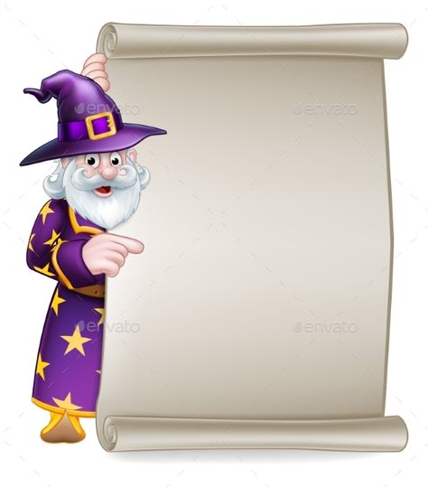 Cartoon Wizard Halloween Scroll Sign Wizard Background, Cartoon Wizard, Wizard Cartoon, Magical Scroll, Wizard Cartoon Character Design, Funny Wizard Art, Magician Man, Wizard Clipart, Beard Cartoon