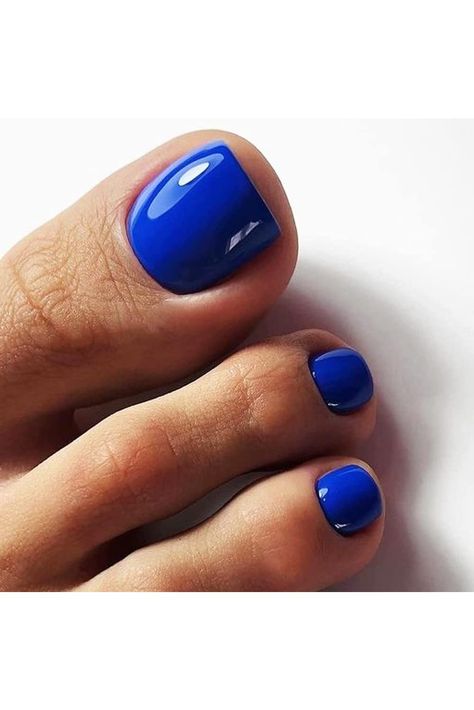 Press on Toenails with Nail Glue, BettyCora Glue on Nails 24 Fake Toe Nails Tips with Nail Glue Summer Manicure Kit Mani-pedi Tool, Klein Blue Blue Toe Nails, Fake Toenails, Gel Toe Nails, Toe Nail Color, Nail Color Trends, Cute Toe Nails, Summer Toe Nails, Manicure Kit, Toe Nail Designs