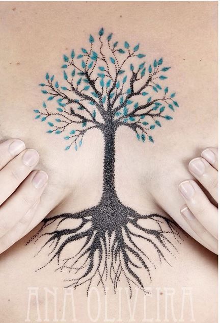 Tree Tattoo On Chest Women, Sternum Tree Tattoo, Tree Sternum Tattoo, Bone Tattoos, Black Girls With Tattoos, Tree Of Life Tattoo, Sternum Tattoo, Tattoo Design Ideas, Tree Tattoo