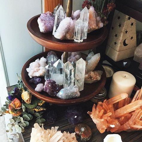 Picking out crystals for the coming update, soon to be announced! The crystals pictured are from my personal collection, but I plan to add several spirit quartz beauties and lots of crystal towers  Wishing you all a beautiful! I'll show a sneak peak on my story later Crystal Room, Crystal Altar, Crystal Vibes, Crystal Aesthetic, Crystal Magic, Meditation Space, Meditation Room, Crystal Decor, Crystal Collection