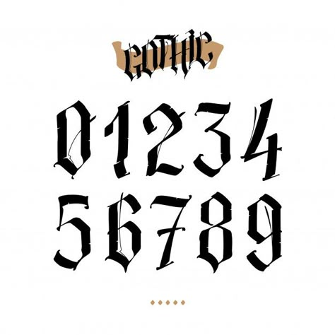 The numbers are in the gothic style Prem... | Premium Vector #Freepik #vector #vintage Graffiti Numbers, Font Tato, Letras Cool, Number Tattoo Fonts, Tattoo Fonts Alphabet, Tattoo Fonts Cursive, Number Tattoos, Tattoo Lettering Design, Chicano Lettering