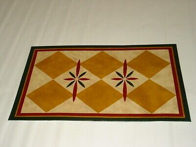 Hand Painted Floor, Painted Floor Cloths, Canvas Table, Black Folk Art, Canvas Rug, Floor Cloths, Paint Drop, Primitive Rugs, Painted Floor