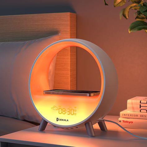 PRICES MAY VARY. CREAT YOUR OWN WAKE-UP MODE ---> You can adjust the noise, volume, lights color and brightness from APP and personalize a healthy sleep-wake routine. The Arches Sunrise Alarm Clock with snooze is gentle and peaceful to help your body wake up more gradually. GET MORE DEEP SLEEP---> This smart alarm clock provides 8 soothing sounds for sleeping, white noise, brown noise, fan, waves, frog, lullaby and light music to help block disruptive environmental noises so you can fall asleep Ambient Lamp, Cool Bedroom Accessories, Sunrise Alarm, White Noise Sound, Sunrise Alarm Clock, Noise Machine, White Noise Machine, Sound Machine, Tabletop Clocks