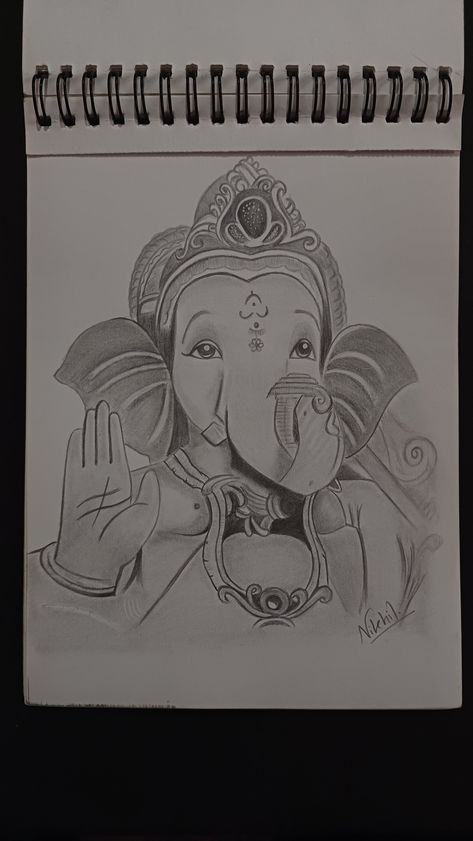 Sketch of lord Ganesha in A5 Ganpati Drawing Easy Sketch, Sketch Of Lord Ganesha, Gods Sketches Pencil, Cute Ganesha Drawing Sketches, Ganesha Sketch Pencil Easy To Draw, Ganesha Drawing Sketches Easy, Lord Ganesha Drawing Pencil, Ganpati Sketch Pencil Easy, Sketch Of God