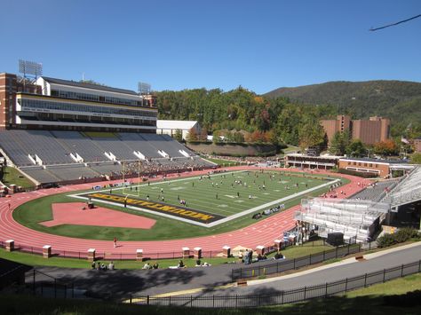 college football stadiums | Kidd Brewer Stadium College Football Stadiums, Football Stadiums, Baseball Field, College Football, Football, Building