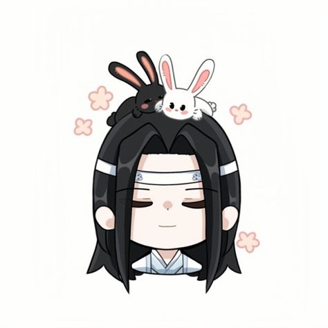 Mdzs Chibi Icon, Chibi Lan Zhan, Lan Wangji Chibi, Wangxian Icon, Mdzs Stickers, Chibi Stickers, Bunny Png, App Pictures, Heaven's Official Blessing