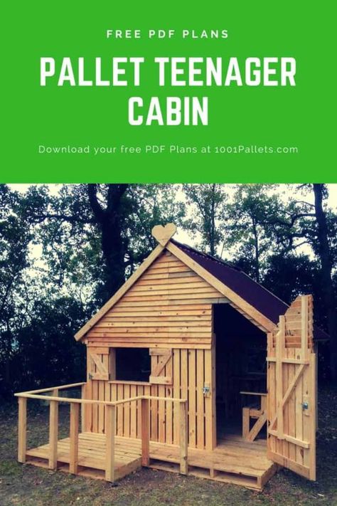 Pallet House Plans, Pallet Cabin, Pallet Playhouse, Pallet Building, Pallet Shed, Diy Cabin, Tree House Diy, Build A Playhouse, 1001 Pallets