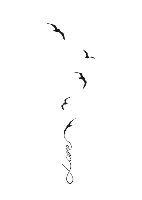 Tattoo Design, I like the drawn out e but no birds Simple Bird Tattoo, Bird Tattoo Back, Vogel Tattoo, Geniale Tattoos, Bird Tattoo, Birds Tattoo, Trendy Tattoos, Piercing Tattoo, Love Tattoos