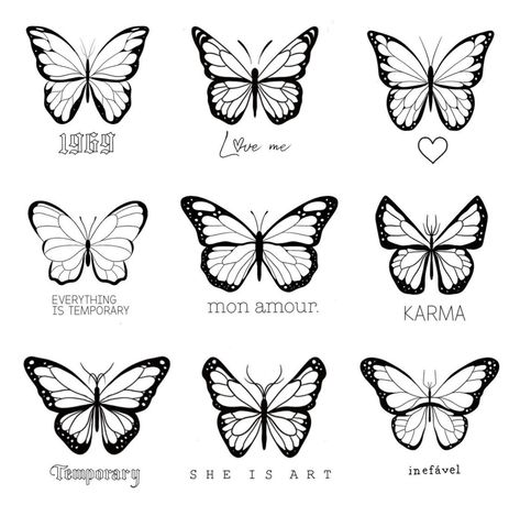 Simple Butterfly Tattoo, Butterfly Tattoo Stencil, Small Butterfly Tattoo, Butterfly Tattoos For Women, Small Pretty Tattoos, Simple Butterfly, Tattoo Stencil Outline, Small Hand Tattoos, Butterfly Tattoo Designs