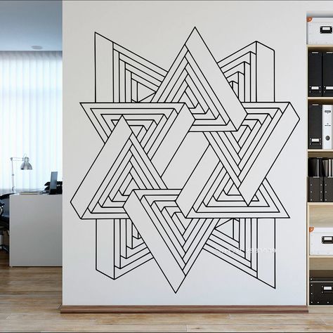 Smarter Shopping, Better Living! Aliexpress.com Triangle Wall Art, Art Triangle, Office Mural, Stencil Wall, Wallpaper Stencil, Triangle Wall, Wall Art Geometric, Room Stickers, Wall Decor Decals