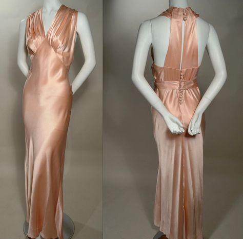 Bias Dress Draping, 30s Dresses, 1930s Gown, 1930 Fashion, Gown Pink, Draped Bodice, Bias Cut Dress, 30s Fashion, Bias Cut Skirt