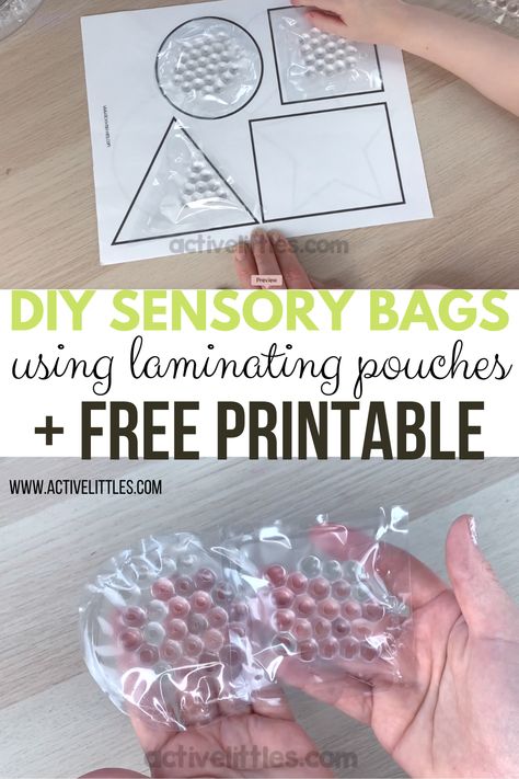 DIY Sensory Bags using laminating pouches and FREE Shape Printable  - Active Littles Diy Sensory Bags, Laminating Ideas, Sensory Classroom, Market Day Ideas, Diy Sensory, Preschool Crafts Fall, Sensory Bag, Sensory Bags, Diy Preschool