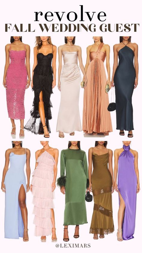 wedding guest dress inspo - formal dresses - maxi dresses - revolve gowns Fall Wedding Guest Outfit, Fall Wedding Guest Dresses, Dresses Revolve, Revolve Dress, Wedding Guest Outfit Fall, Fall Wedding Guest, Revolve Dresses, Fall Wedding Guest Dress, Wedding Guest Dresses