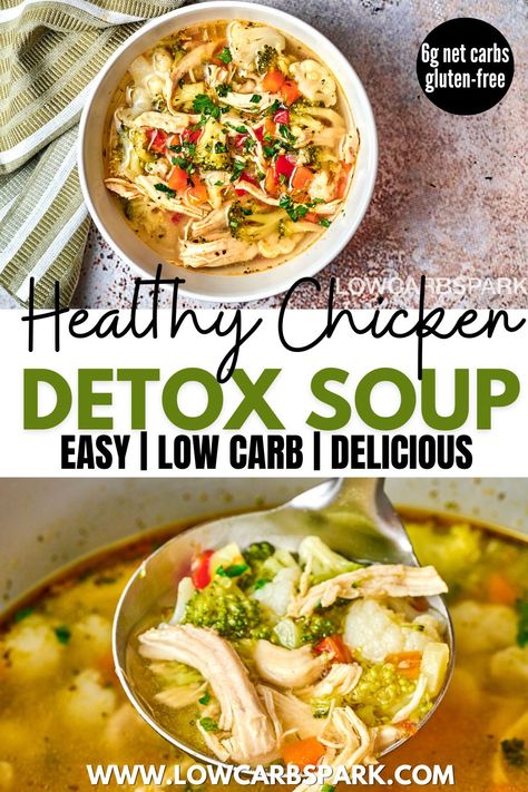 Detox Chicken Soup, Healthy Detox Soup, Southwest Chicken Soup, Chicken Veggie Soup, Healthy Chicken Soup, Fat Burning Soup, Low Calorie Chicken, Diet Soup Recipes, Vegetable Soup With Chicken