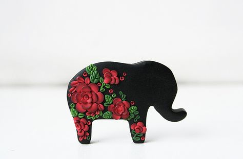 Russian Romances #1 | Polymer clay elephant brooch inspired … | Flickr Polymer Clay Elephant, Clay Elephant, Kerchief Pattern, Red Elephant, Polymer Clay Embroidery, Playground Games, Clay Birds, Polymer Clay Kawaii, Ceramic Elephant