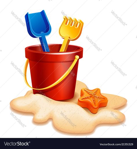 Bucket Illustration, Cornhole Diy, Sand Bucket, Corn Hole Diy, Diy Beach, Beach Bucket, Summer Clipart, Beautiful Sea Creatures, Cartoons Png