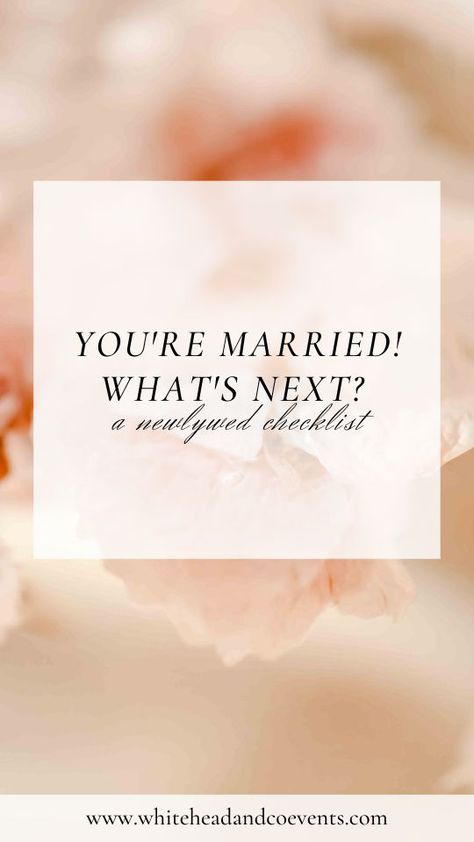 You're Married! What's Next? A Newlywed Checklist | Whitehead + Co. The wedding is over and the honeymoon is booked. Now what? Follow our checklist for a smooth transition from your wedding day to the start of your new life together. In the post, we have also provided a free download to our step by step guide to changing your name. Tampa Wedding Planner| Destination Wedding Planner | Wedding Planning Advice | Newlywed Advice | Wedding Blog Newlywed Checklist, Small Wedding Planner, Wedding Planner Checklist Printable, Name Change Checklist, Newlywed Advice, Wedding Planner Checklist, Advice For Newlyweds, Changing Your Name, Tampa Wedding